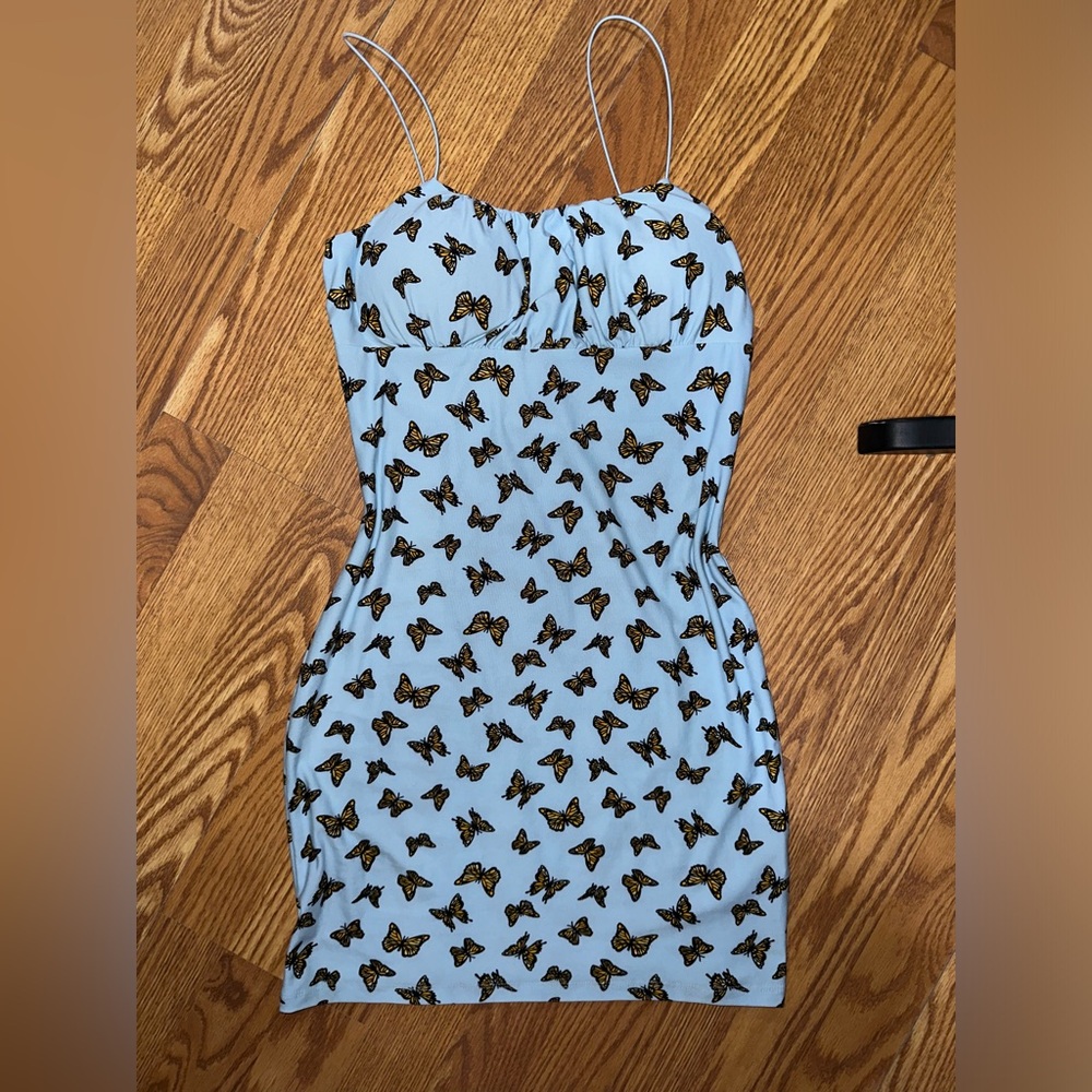 Baby Blue Butterfly Mini Dress